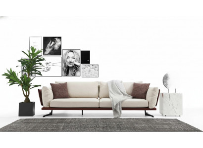 Vierzitsbank 4-zits Stof Beige Modern Ontwerp Woonkamer Luxe