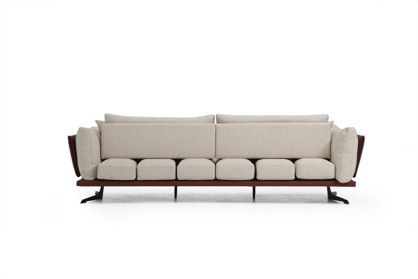 Driedelig bankstel 3-zits stof beige modern design woonkamer luxe