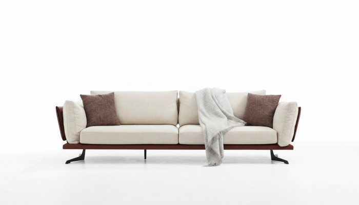 Driedelig bankstel 3-zits stof beige modern design woonkamer luxe