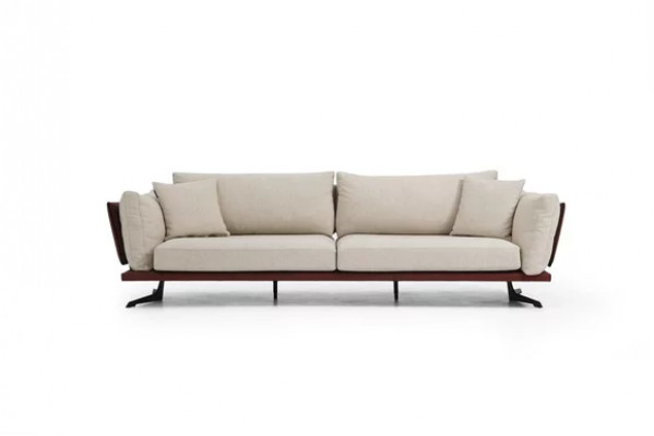 Tweezitsbank 2-zits stof beige modern design woonkamer luxe