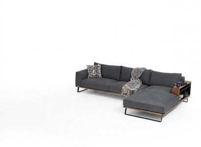 Hoekbank L-vorm Bank Grijs Modern Stof Design Woonkamer Polyester