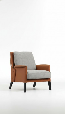 Fauteuil Oorfauteuil Cocktailsessel Stof Woonkamer Oranje Modern Grijs