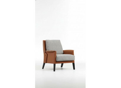 Fauteuil Oorfauteuil Cocktailsessel Stof Woonkamer Oranje Modern Grijs