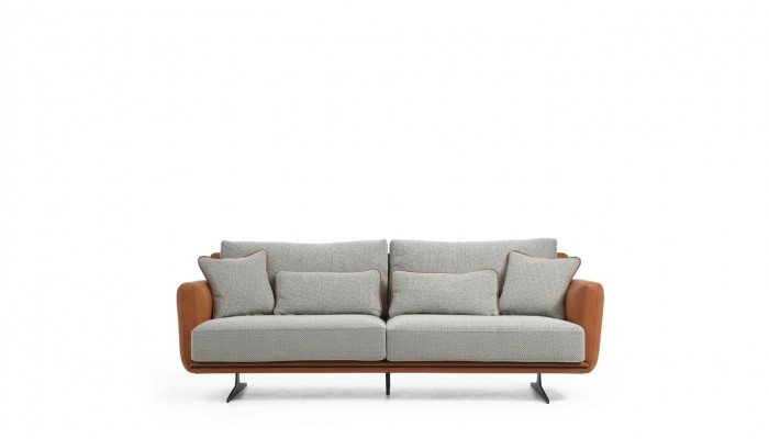 Tweezitsbank 2 zitter stof oranje modern design woonkamer grijs