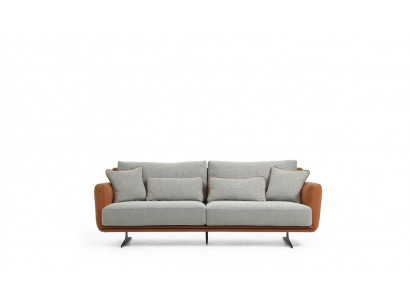 Tweezitsbank 2 zitter stof oranje modern design woonkamer grijs