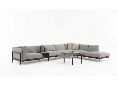 Hoekbank L-vorm Bank Grijs Modern Stof Ontwerp Woonkamer Polyester XXL
