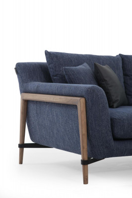 Driepersoonsbank 3-zits Stof Modern Bankstellen Design Woonkamer Blauw.