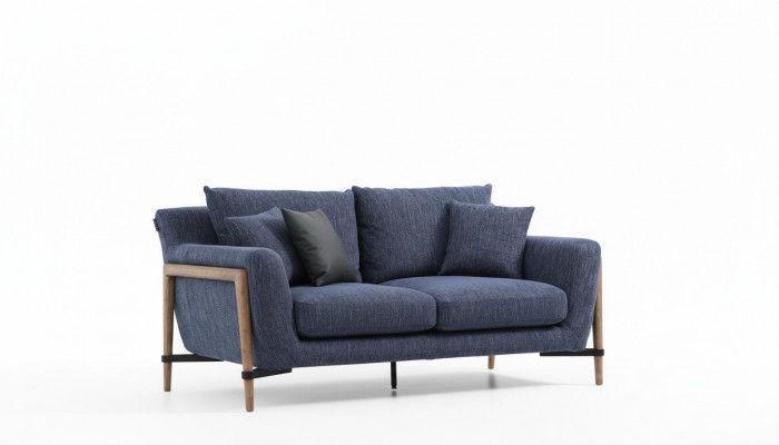 Driepersoonsbank 3-zits Stof Modern Bankstellen Design Woonkamer Blauw.