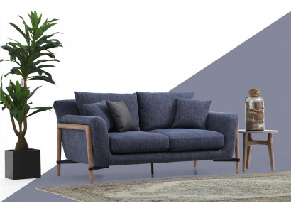 Driepersoonsbank 3-zits Stof Modern Bankstellen Design Woonkamer Blauw.