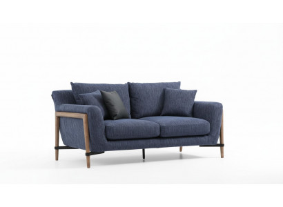 Tweezitsbank 2-zits stoffen sofa's modern design woonkamer blauw