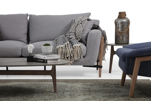 Bankstel 4-zits fauteuil vierzitter stoffen banken modern ontwerp grijs