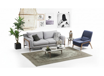 Sofa set 2 zits fauteuil Tweezitter stoffen banken Modern design Grijs