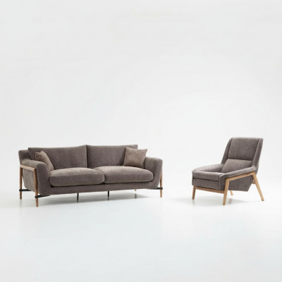Bankstellen Bankstel 4 zits Fauteuil Vierzitter Stof Woonkamer Grijs
