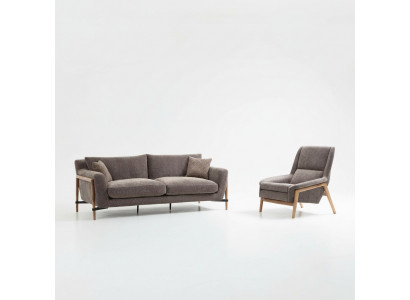 Bankstellen Bankstel 4 zits Fauteuil Vierzitter Stof Woonkamer Grijs