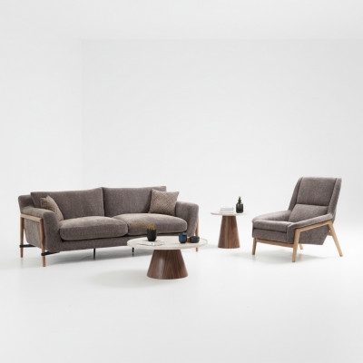 Bankstellen Bankstel 2-zits fauteuil Tweepersoons stof Woonkamer Grijs