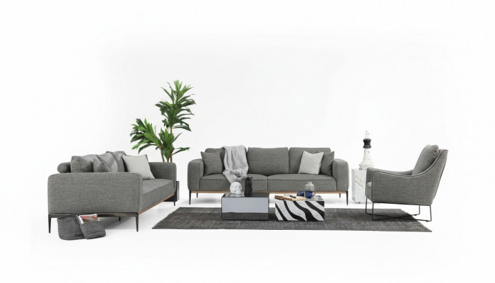Complete bankstel bankstel bank 3-zits stof set grijs
