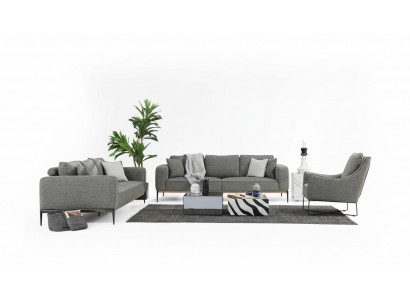 Complete bankstel bankstel bank 3-zits stof set grijs