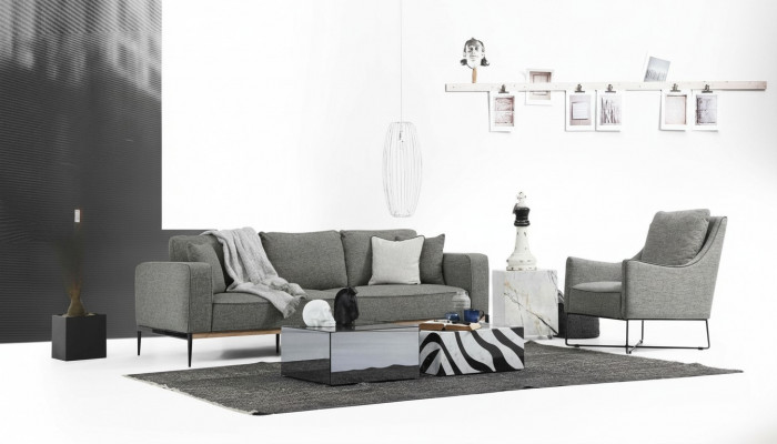 Bankstel 4-zits fauteuil Vierzitter Stoffen bankstellen Modern Design Grijs