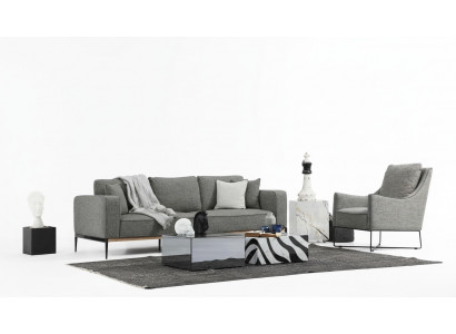 Bankstel 3-zits Fauteuil Driepersoons Stoffen Bankstel Modern Ontwerp Grijs