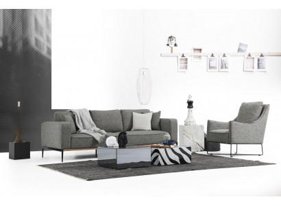 Bankstel 3-zits Fauteuil Driepersoons Stoffen Bankstel Modern Ontwerp Grijs