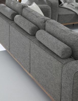 Bankstel 2-zits fauteuil tweezitsstoffen banken modern design grijs