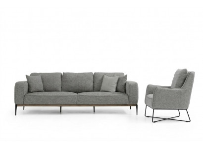 Bankstel 2-zits fauteuil tweezitsstoffen banken modern design grijs
