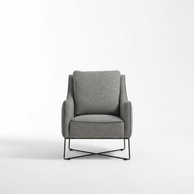 Fauteuil Oorfauteuil Zitter Cocktailsstoel Stof Woonkamer Modern Grijs