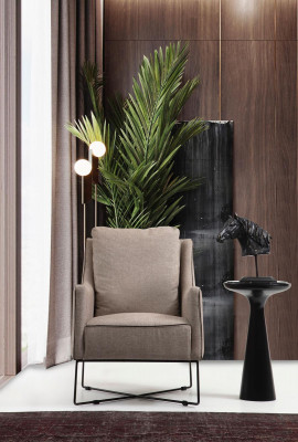 Oorfauteuil Fauteuil Zitmeubel Cocktailstoel Stof Woonkamer Modern Beige