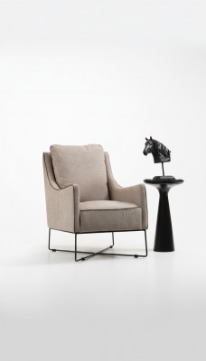 Oorfauteuil Fauteuil Zitmeubel Cocktailstoel Stof Woonkamer Modern Beige