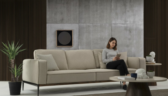 Bankstel Vierzitter 4-zits Stoffen Banken Modern Ontwerp Woonkamer Beige