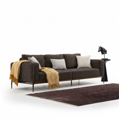 Dries-zitsbank 3-zitter Stof Modern Sofa Ontwerp Woonkamer Grijs