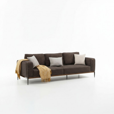 Bankstel 4-zits fauteuil Vierzitter Grijs Stof Bankstellen Modern Design