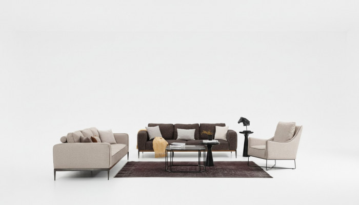 Sofagroep 2-zits Bankstel in Beige Moderne Bankstel Set met Stoelen