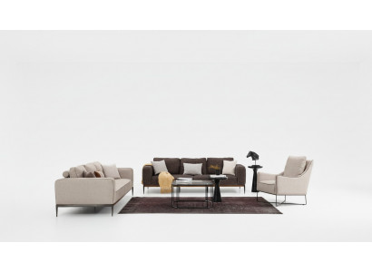 Sofagroep 2-zits Bankstel in Beige Moderne Bankstel Set met Stoelen
