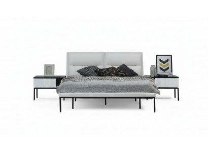 Bed bedframe tweepersoonsbed hout modern wit slaapkamer dubbel ontwerp