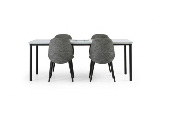 Groep eetkamer eettafel stoelen tafel hout set 5-dlg grijs design set