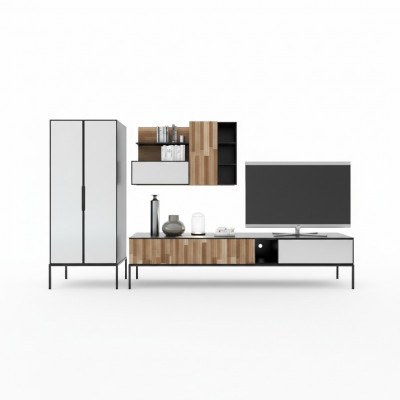 Wandmeubel TV-standaard RTV Lowboard Vitrine Hout Modern Bruin Woonkamer