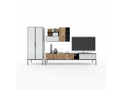 Wandmeubel TV-standaard RTV Lowboard Vitrine Hout Modern Bruin Woonkamer