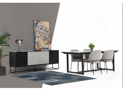 Eethoek Eetgroep Eetkamer Eettafel Stoelen 6-delig Hout Zwart Set Nieuw