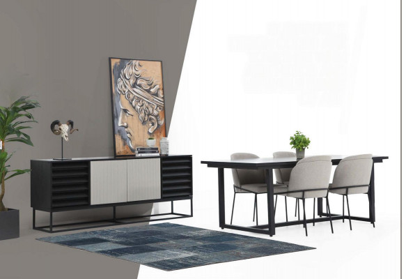 Eethoek Eetkamerset Eetkamer Eettafel Stoelen 7-delig Hout Grijs Set Nieuw