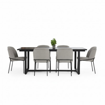 Eethoek Eetkamerset Eetkamer Eettafel Stoelen 7-delig Hout Grijs Set Nieuw
