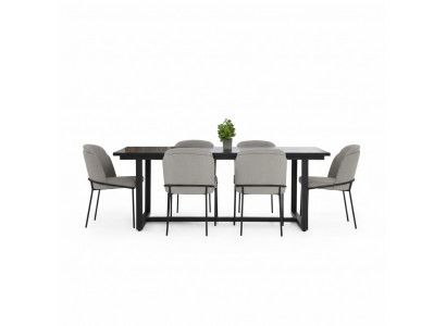 Eethoek Eetkamerset Eetkamer Eettafel Stoelen 7-delig Hout Grijs Set Nieuw
