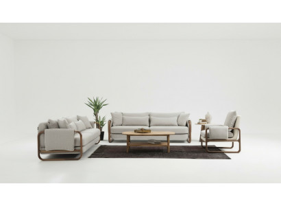 Bankstel 3-zits fauteuil driezits modern stof grijs setontwerp