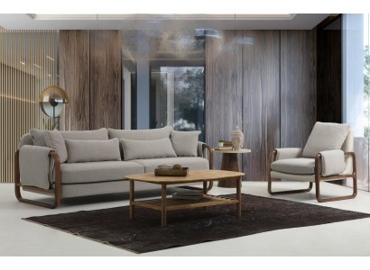 Sofa set 4-zitter fauteuil vierzitter modern stof grijs set ontwerp