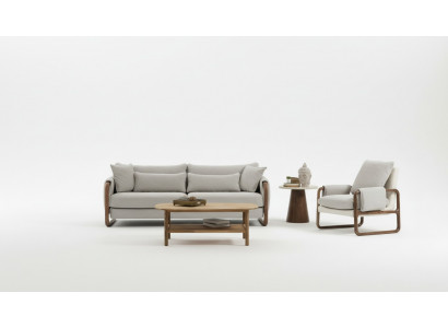 Bankstel 21-zits fauteuil tweezitter modern stof grijs set design