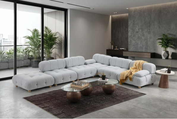 Hoekbank Bank Stof Woonkamer Banken Hoek Grijs Modern Polyester Ontwerp