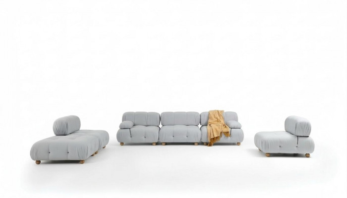 Complete bankstel bankstel 3-zitsbank modern stof grijs set