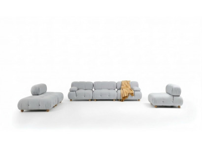Complete bankstel bankstel 3-zitsbank modern stof grijs set