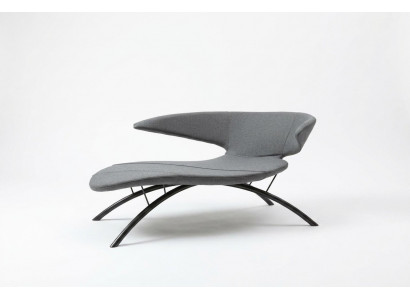 Chaiselongue fauteuil loungestoel ligstoel stof modern zitter grijs stoel