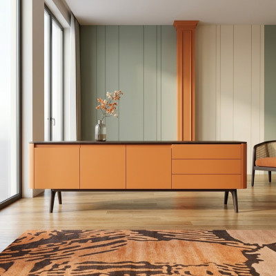 Sideboard Ladekast Luxe Kasten Laden Woonkamer Houten Meubels Oranje